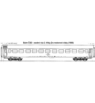 Popis - Baim "ČSD" osobný vozeň pre motorové vlaky (TT)