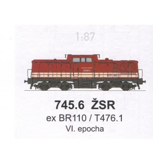 Popis na dieselovú lokomotívu 745.608-8 (ex BR110) (H0)