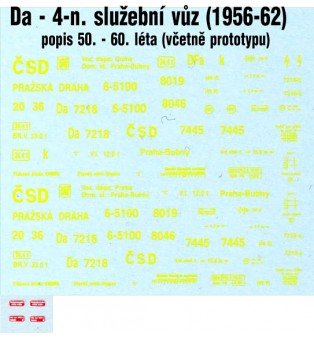 Popis - Da "ČSD" služobný vagón v rokoch 1956-1962 (H0)