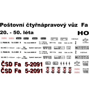 Popis - Fa "ČSD" poštový vagón I.republika  (H0)