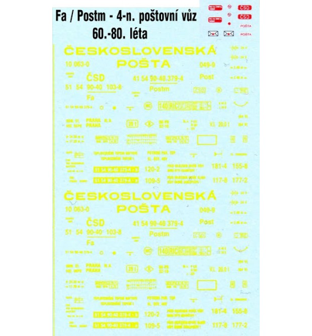 Popis - Fa/Postm "ČESKOSLOVENSKÁ POŠTA" - 60.-80.roky "ČSD" (H0)