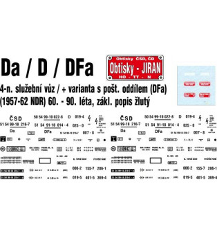 Popis - Da/D/Dfa "ČSD" služobný vagón v rokoch 1957-1962 (H0)