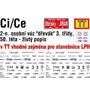 Popis na vagón Ce/Ci Plzeňská dráha "Drevák" (TT)