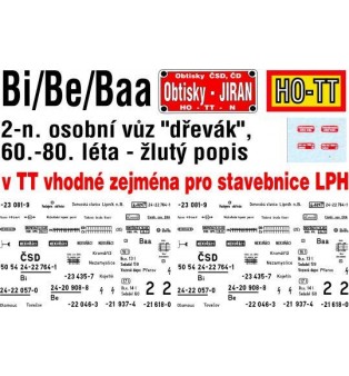 Popis na vagón Bi/Be/Baa "ČSD" (TT)