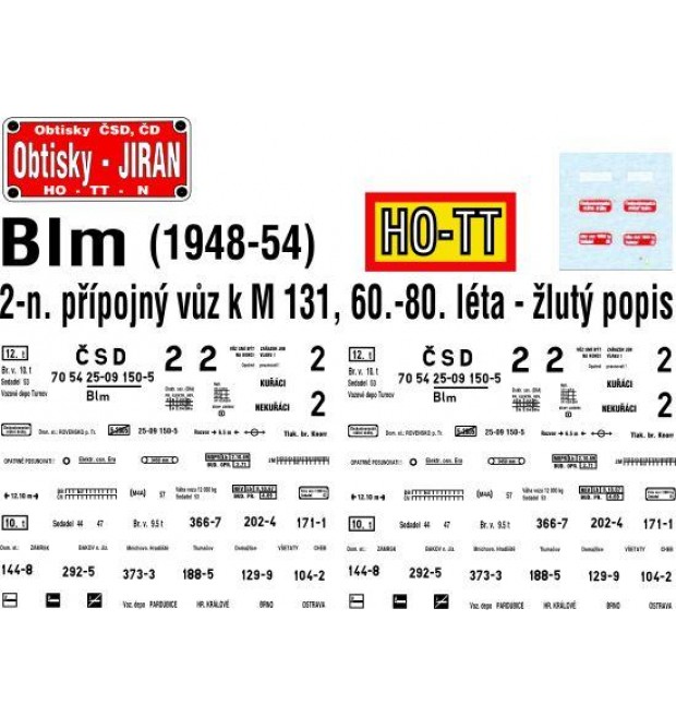 Popis na prípojný vagón Blm (1948-54) k M131 "ČSD" (H0)
