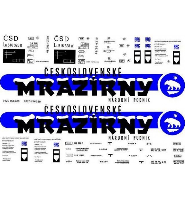 Popis na vagón La ČS MRAZÍRNY "ČSD" (H0)