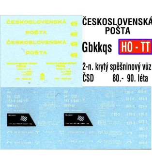 Popis Československá pošta 2,napravový vagón Gbkkqs (TT)